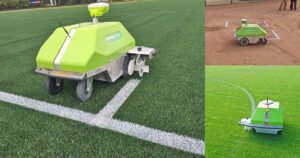GPS robot performing line marking Perth sports field